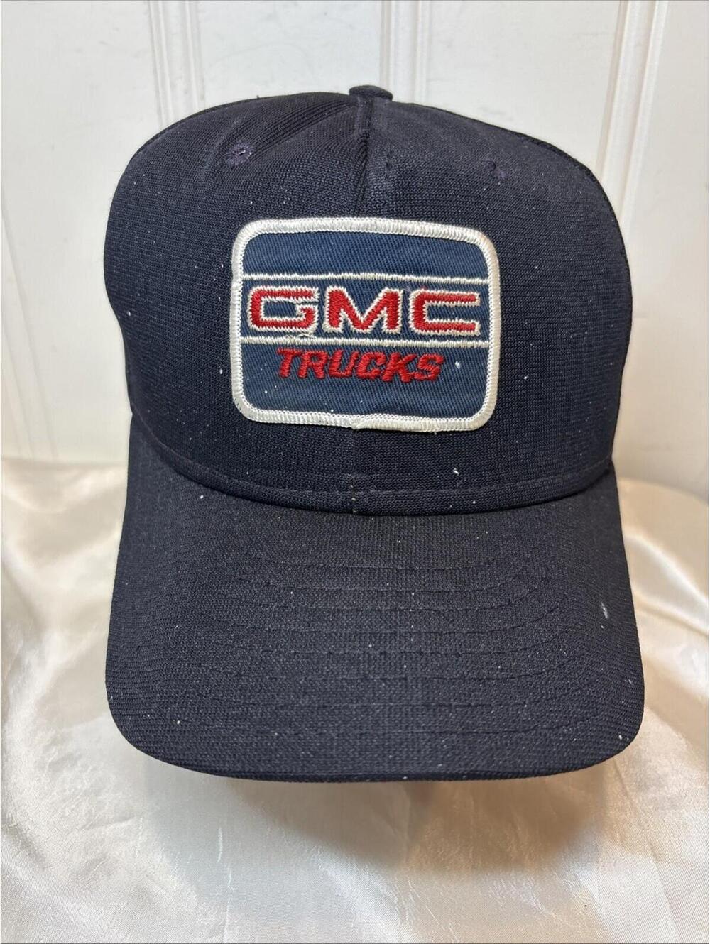 Vintage 1980s GMC Trucks Hat Black Snapback Patch Baseball Cap AJD Brand